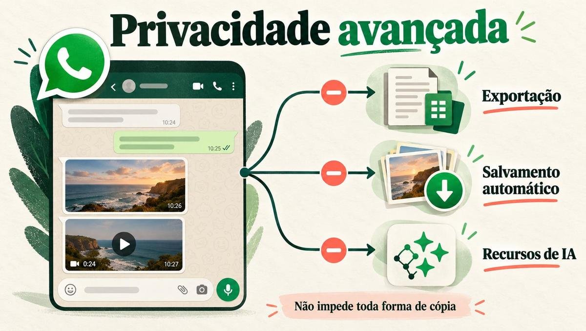 Privacidade avançada do WhatsApp limita exportação e IA